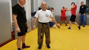 От бокового левой.Защита локтем , поражение бицепса, контратаки по этажам. В Н Крючков