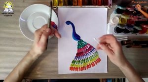 Рисуем фазана красками / техника рисования "примакивание"