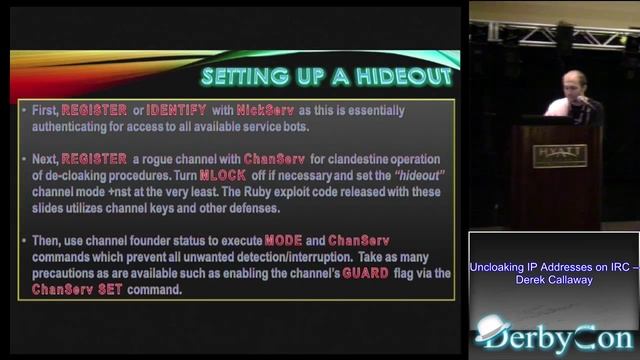 DerbyCon 3 0 2306 Uncloaking Ip Addresses On Irc Derek Callaway смотреть онлайн