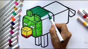 Майнкрафт раскраска для детей | Раскраска волк из майнкрафт