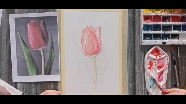 Рисуем тюльпан в стиле ботанической живописи смотреть онлайн
