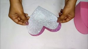 Heart Shaped Gift Box Making || DIY Gift Box || Glitter Foamsheet Craft ||