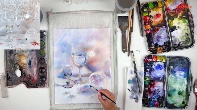 Как нарисовать стеклянную елочную игрушку? Рисуем новогоднюю елочную игрушку акварелью | Артилайк