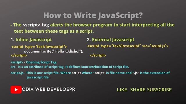 JavaScript Tutorial For Beginners In Odia | Part 15 | Syntax Of JavaScript