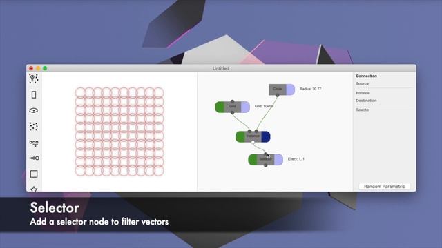 VectorFlow app - Node based vector design tool - Grid tool