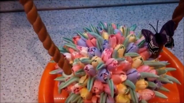 3D ТОРТ КОРЗИНА С ЦВЕТАМИ из крема "Запахло весной" \насадка тюльпан. смотреть онлайн