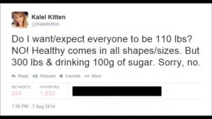 Kalel Kitten judges obese man for carrying a big gulp