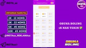 INSTAGRAMGA CHEKSIZ NAKRUTKA URISH / 1 MINUTDA 5K NAKRUTKA / TEKINGA JUDA OSON