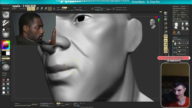 СКУЛЬПТ ИДРИСА ЭЛЬБА из Cyberpunk 2077 в Zbrush