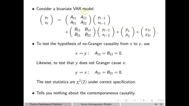 VAR Models: Granger Causality смотреть онлайн