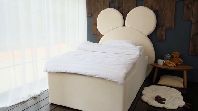 Кровать с бортиками Микки, обивка из велюра смотреть онлайн