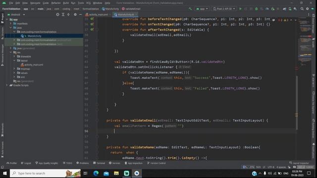 How to Validate Email Address Input Field in Android Studio Kotlin