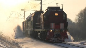 "Снегоборьба". ТЭМ18ДМ-553 и 2ТЭ116-803 с ПОМ "Ветерок"
