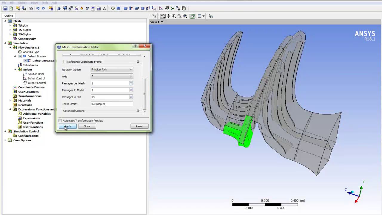 Моделирование флаттера лопатки с помощью Transient Blade Row в Ansys CFX