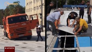 На Площади Свободы во Владикавказе был сломал новый фонтан