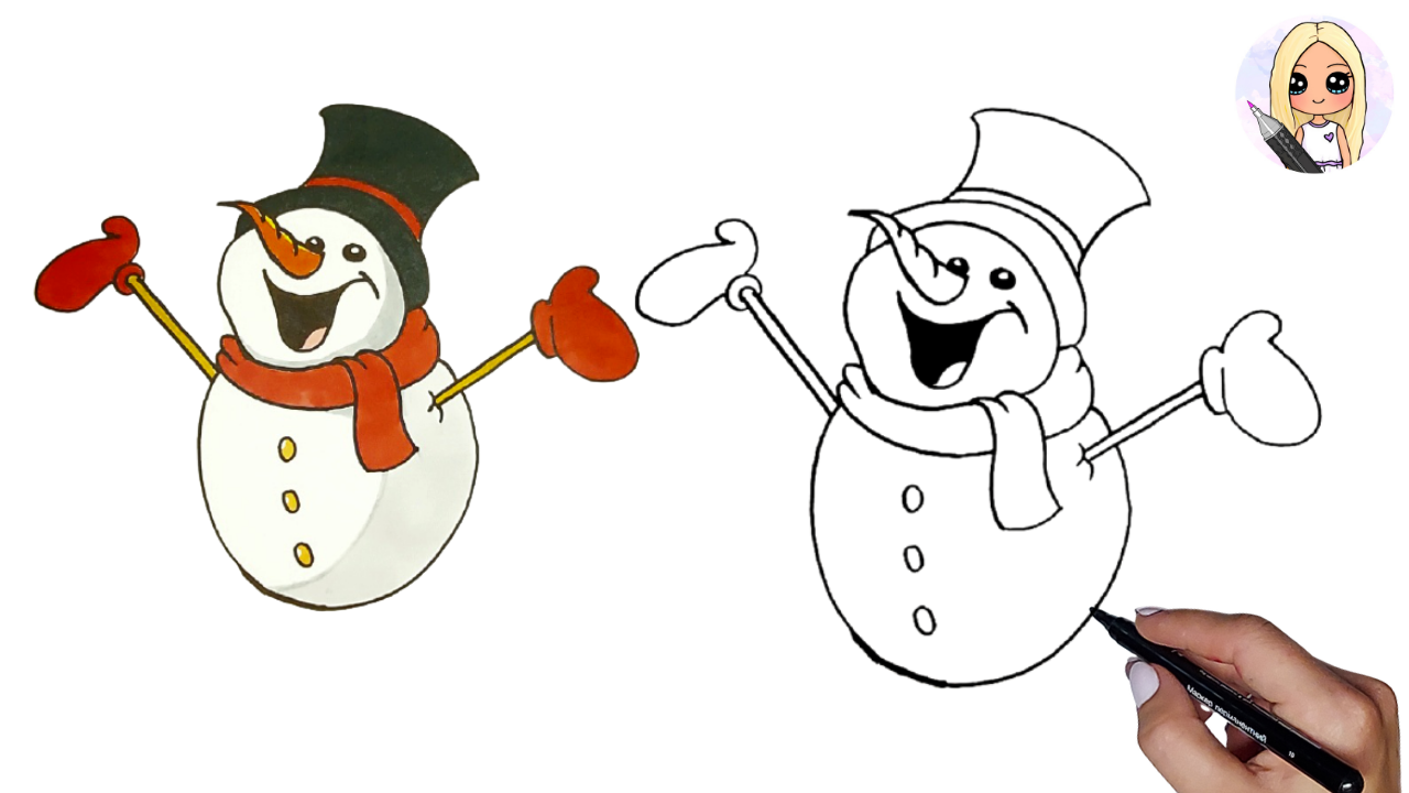 Как нарисовать снеговика легко