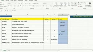 4 Lesson 4 Excel Errors