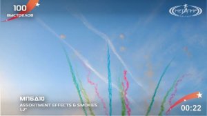 Дневная батарея салютов Мегапир ASSORTMENT EFFECTS & SMOKIES МПБД10