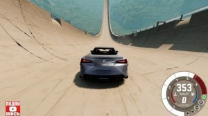 BeamNG Drive Спуск по рампе без тормозов на автомобиле! (Lexus LC 500) Мод патруль!