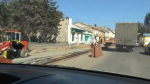 Ремонт трамвайной линии  у Пересыпьского моста. Одесса