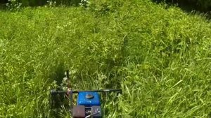 Работа роторной косилки Заря с мотоблоком Салют.