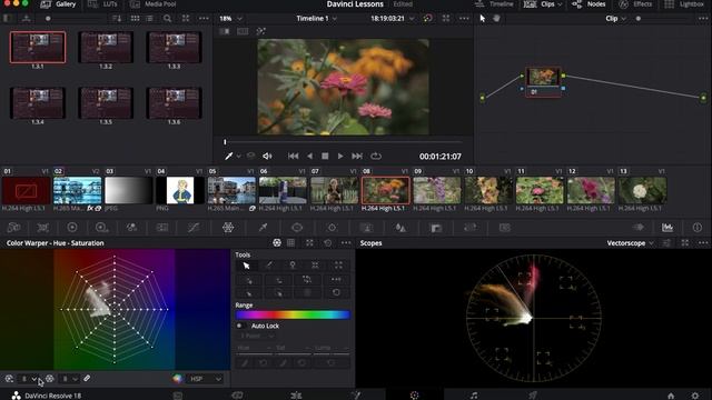 Цветокор в один клик. Color Warper в Davinci Resolve
