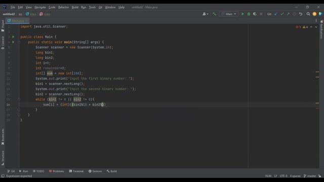 Sum of two binary numbers in Java. смотреть онлайн