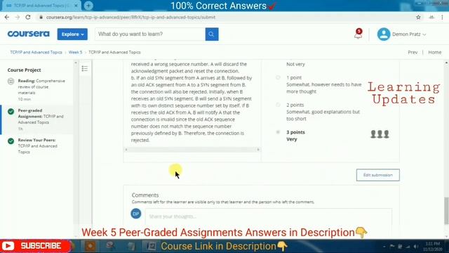TCP/IP and Advanced Topics | Coursera | Week 5 Peer-Graded Assignment Answers | 100% Marks смотреть онлайн
