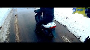 Первый стант на скутере / Suzuki Lets 2 / Зайсан
