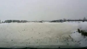 Лада Калина на зимней трассе