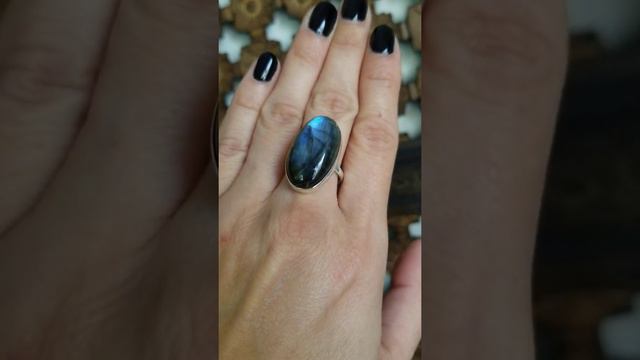 Labradorite Silver Ring Size 8