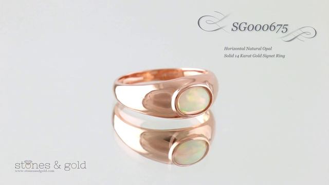 Horizontal Natural Opal Solid 14 Karat Gold Signet Ring | SG000675 смотреть онлайн