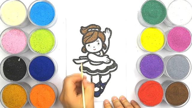 Раскраска Балерина, рисование песком, детское творчество смотреть онлайн