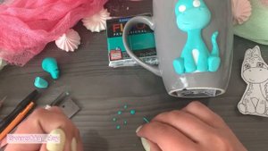 Мастер-класс: Декор кружки "Динозаврик" из полимерной глины FIMO/polymer clay tutorial