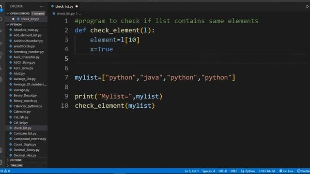 Check if List has Same Elements in Python