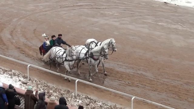 Русская тройка с бубенцами. Московский ипподром. 16.02.14 смотреть онлайн