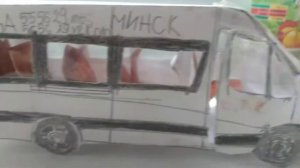 Маршрутка фольксваген из бумаги с салоном