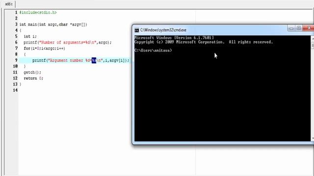 Command Line Arguments in c