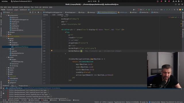Software Dev - Dashboard Sidebar Design - NextJS/Python/Django Project Upgrade - API Dev with Pytho