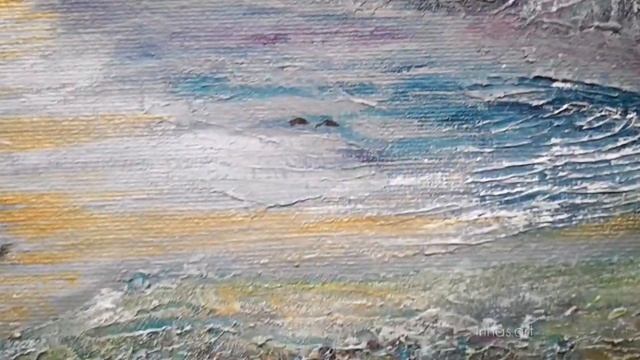 Рельефная картина. Горный пейзаж. Живопись акрилом. Обзор картины с горами/Relief mountain painting