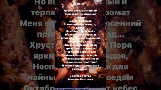 Льётся скудным тёплом… Стихи. Светлана Мишина #поэзия #стихи #ценности #состояние_потока #осень