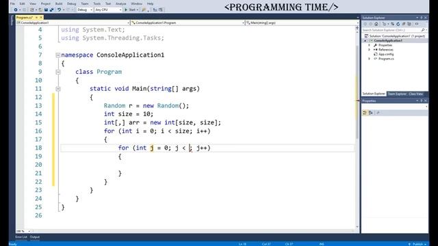 C# Two-dimensional array of random numbers / двумерный массив случайными числами. смотреть онлайн