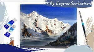 Как нарисовать горный пейзаж с помощью пакета и акварели | Картина Горы на рассвете | Демо Туториал