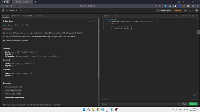 Решение задачи Two Sum с LeetCode на Python смотреть онлайн