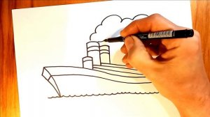 Как нарисовать корабль детям / how to draw a ship for children / ड्राइंग शिप बच्चे