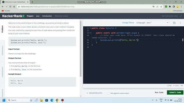 #1 Welcome to Java! || Solution смотреть онлайн