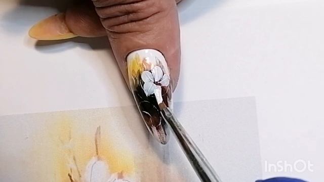 Easy flowers with gel paints. Мазковая роспись. Срисовываем дизайн с картины. #nails #easytutorial