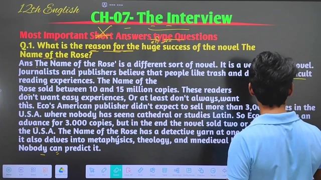 The Interview Long Questions Answers Class 12 English | 12th English The interview Imp Long Answers