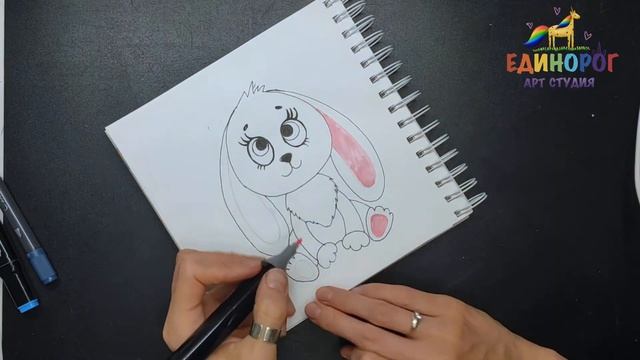Идеи для скетчбука. Как нарисовать зайчика. Уроки рисования для детей. HOW TO DRAW A CUTE BUNNY