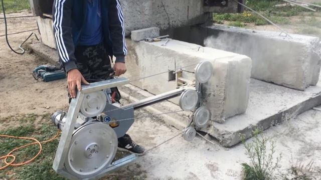 Канатная сухая резка бетона гальваническим канатом Diamond Pauber смотреть онлайн